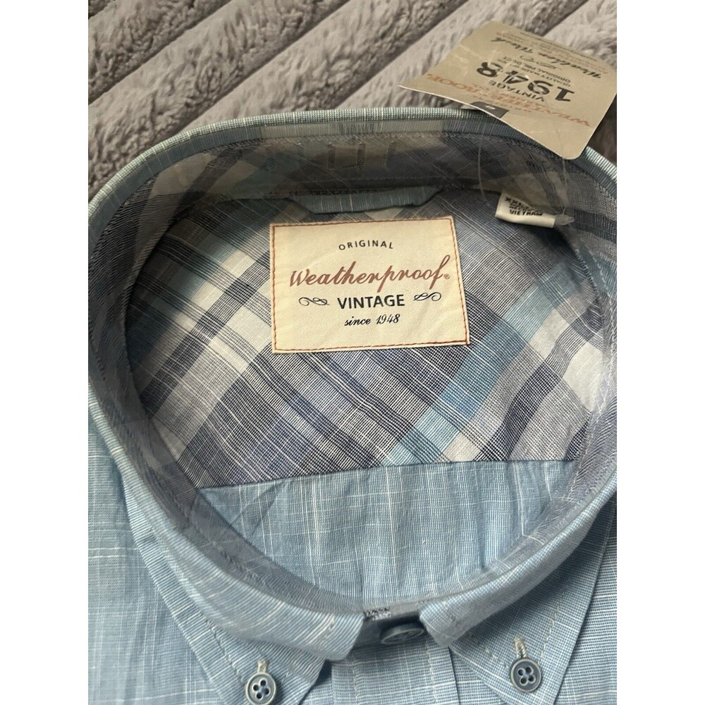 NEW Weatherproof Vintage Shirt Mens Sz 2XL Blue Short Sleeve Cotton Normcore - Picture 2 of 7